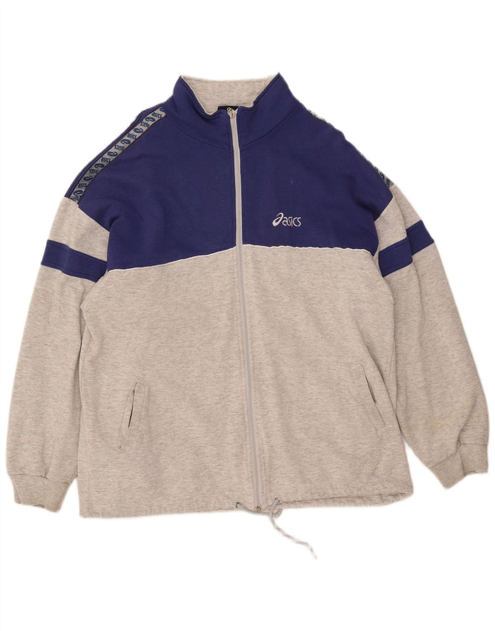 ASICS Mens Graphic Tracksuit Top Jacket XL Grey Colourblock
