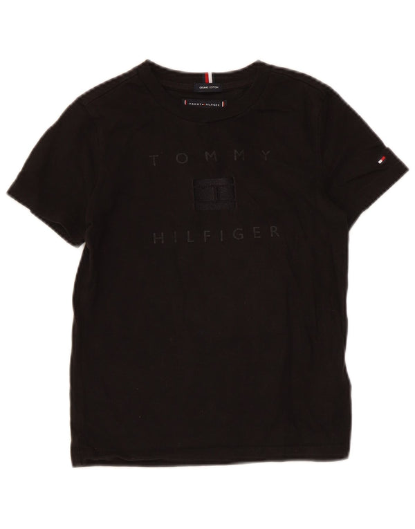 TOMMY HILFIGER Boys Graphic T-Shirt Top 6-7 Years Black Cotton