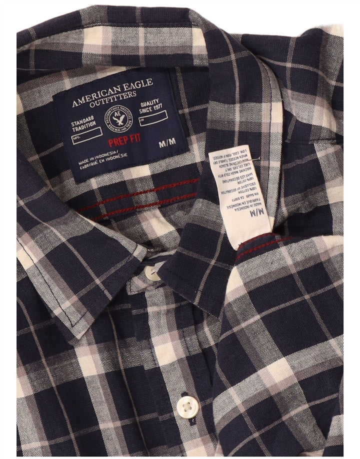 American Eagle Mens Shirt Medium Navy Blue Check Cotton