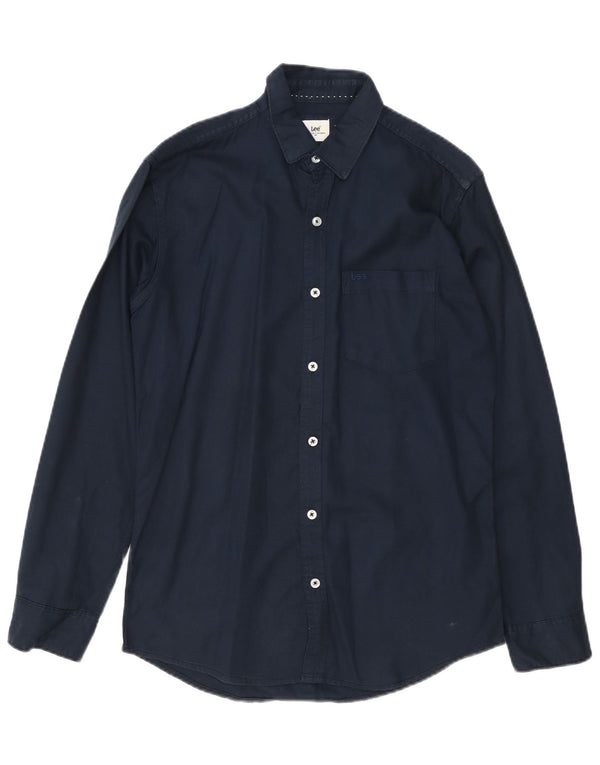 LEE Mens Shirt Medium Navy Blue Cotton