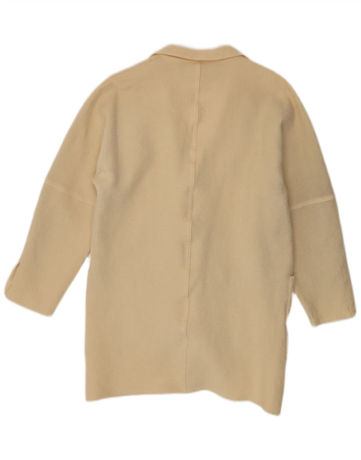 Louis Feraud Womens Double Breasted Coat UK 14 Large Off White Virgin Wool