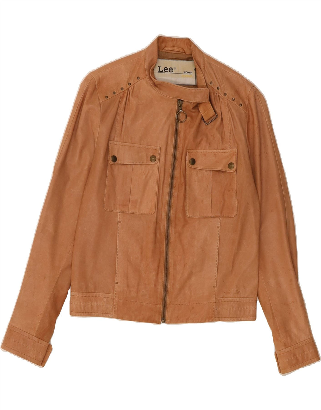 LEE Womens Leather Jacket UK 10 Small Beige Lambskin Vintage Lee and Second-Hand Lee from Messina Hembry 