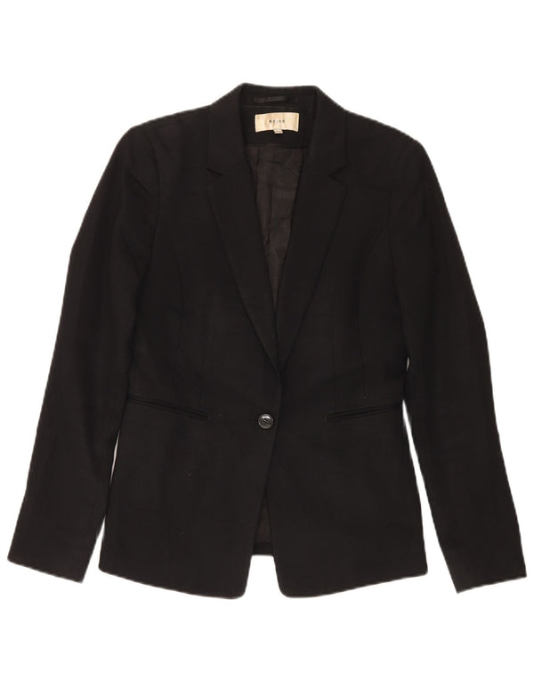 Reiss Womens 1 Button Blazer Jacket UK 10 Small Black Wool