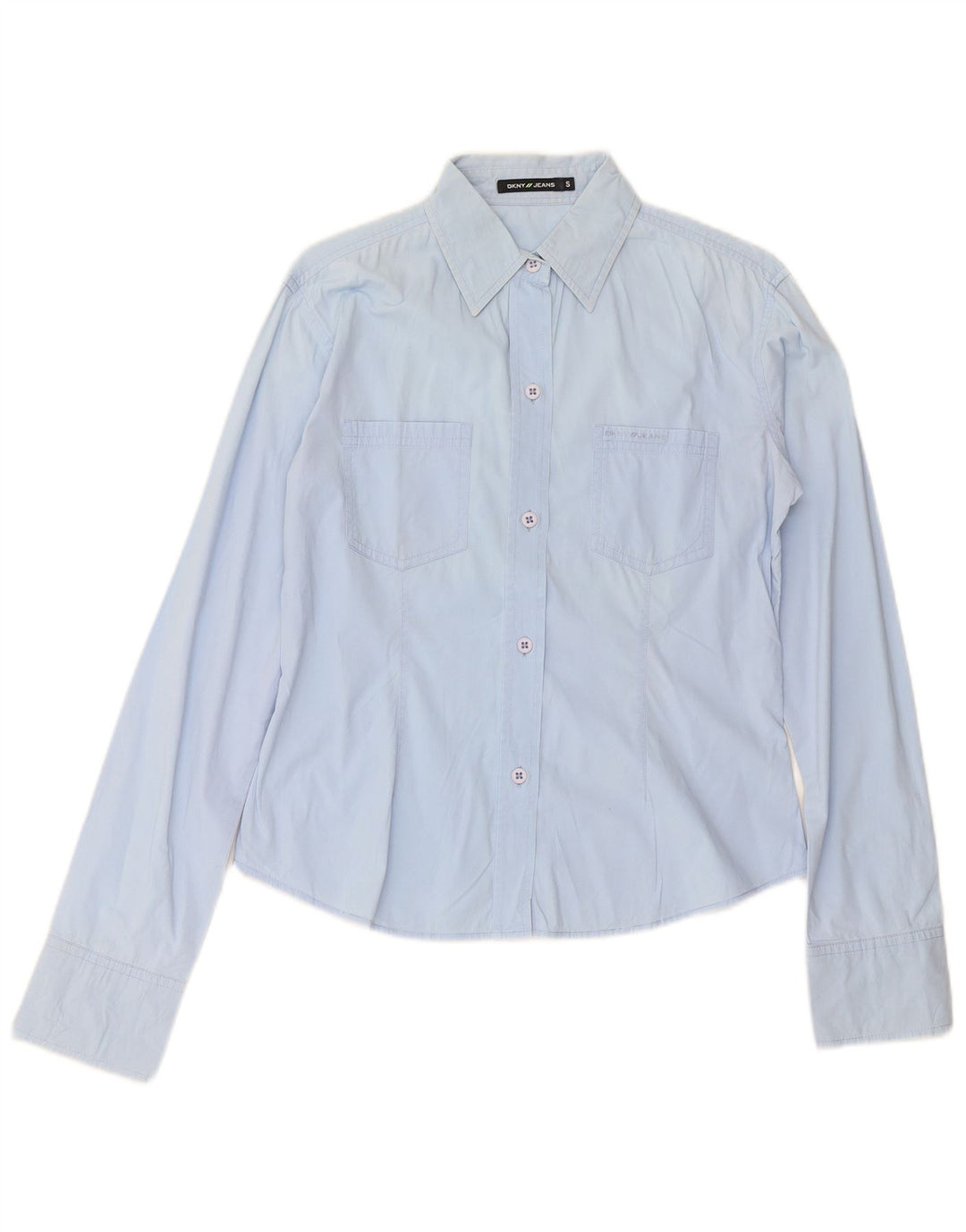 DKNY Womens Shirt UK 10 Small Blue Cotton