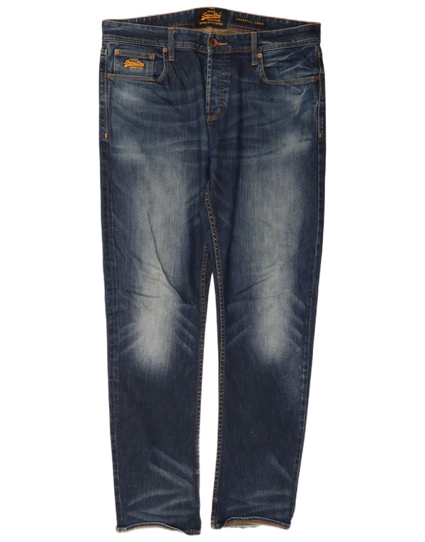 Superdry Mens Copperfill Loose Jeans W36 L34 Navy Blue Cotton