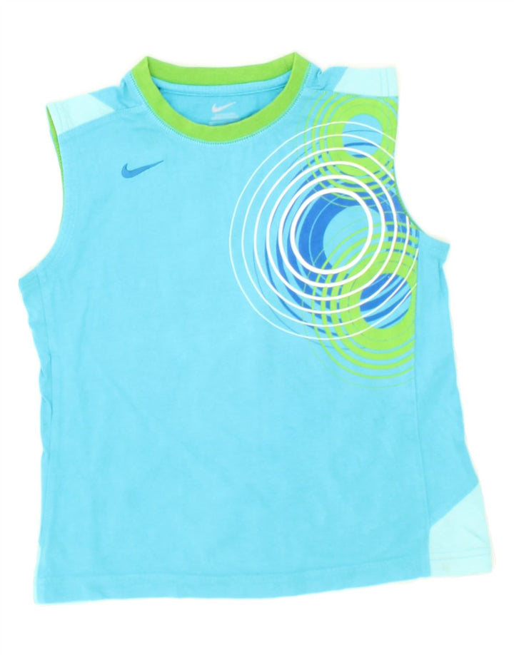 NIKE Boys Vest Top 5-6 Years Medium  Blue Geometric Cotton Vintage Nike and Second-Hand Nike from Messina Hembry 