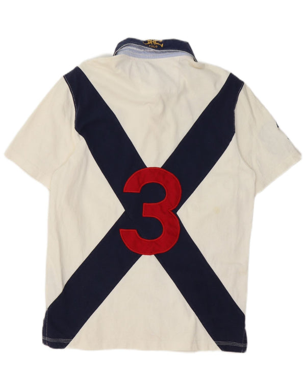 Polo Ralph Lauren Mens Graphic Rugby Polo Shirt Small White Colourblock