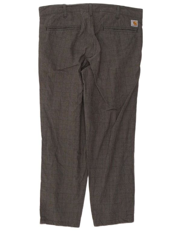Carhartt Mens Straight Chino Trousers W33 L27 Grey Check Cotton