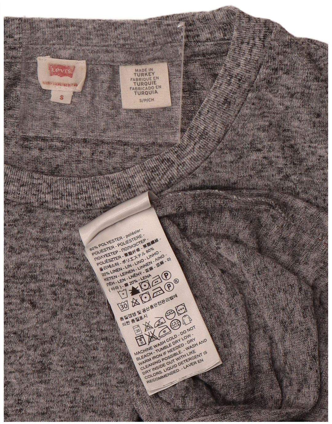 LEVI'S Womens T-Shirt Top UK 10 Small Grey Flecked Polyester