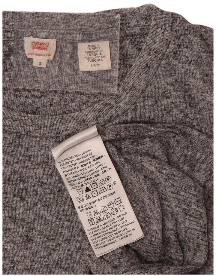 LEVI'S Womens T-Shirt Top UK 10 Small Grey Flecked Polyester