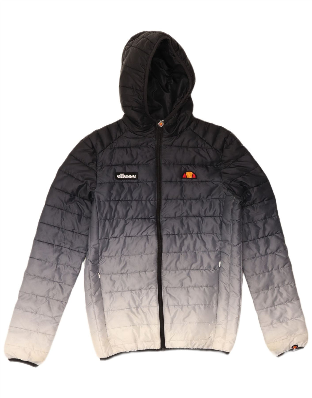 ELLESSE Mens Hooded Padded Jacket UK 34 XS Navy Blue Colourblock Polyester