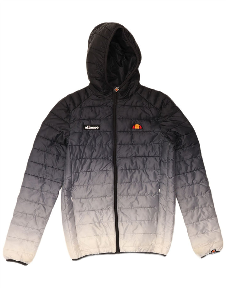 ELLESSE Mens Hooded Padded Jacket UK 34 XS Navy Blue Colourblock Polyester