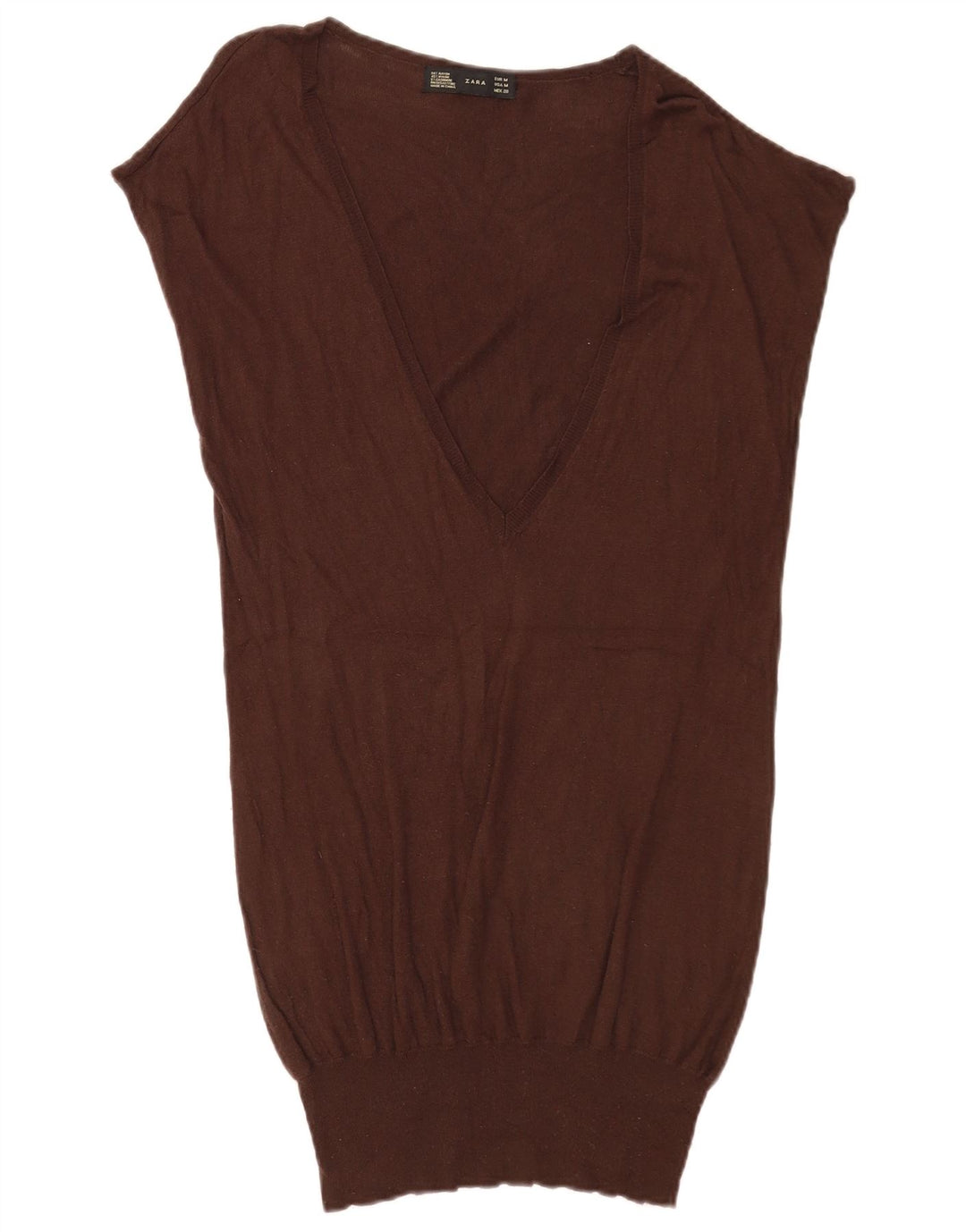 Zara Womens Longline Vest Tank Top Medium Brown Rayon