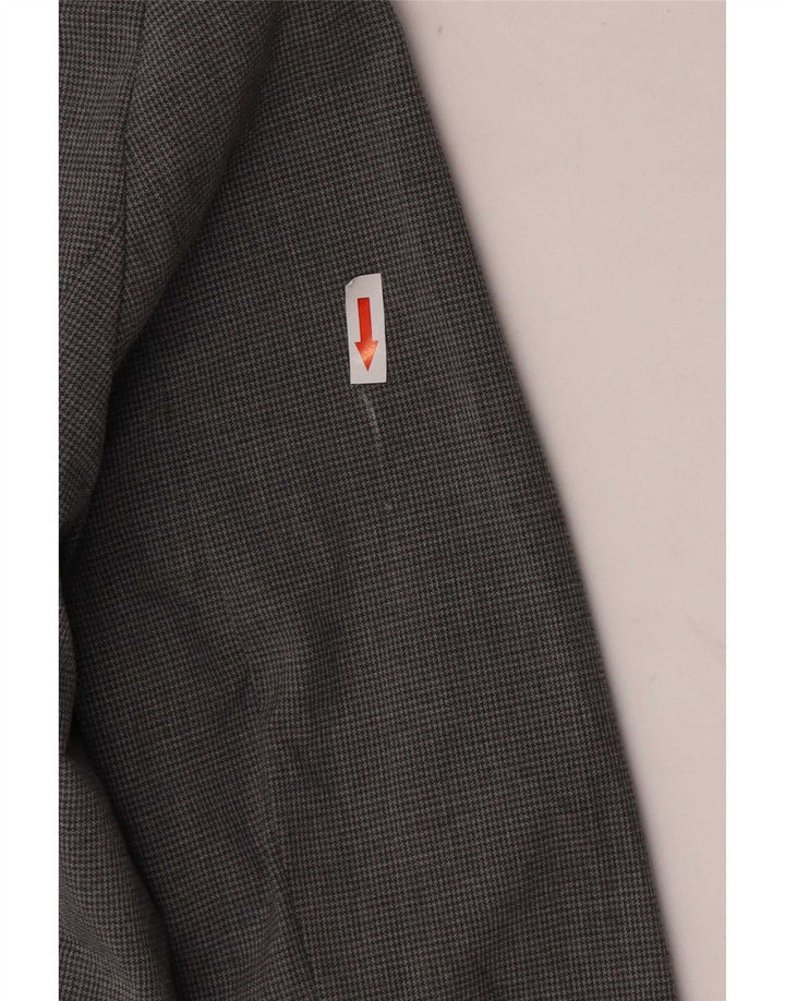 Zara Womens 1 Button Blazer Jacket EU 38 Small Grey Houndstooth Polyester