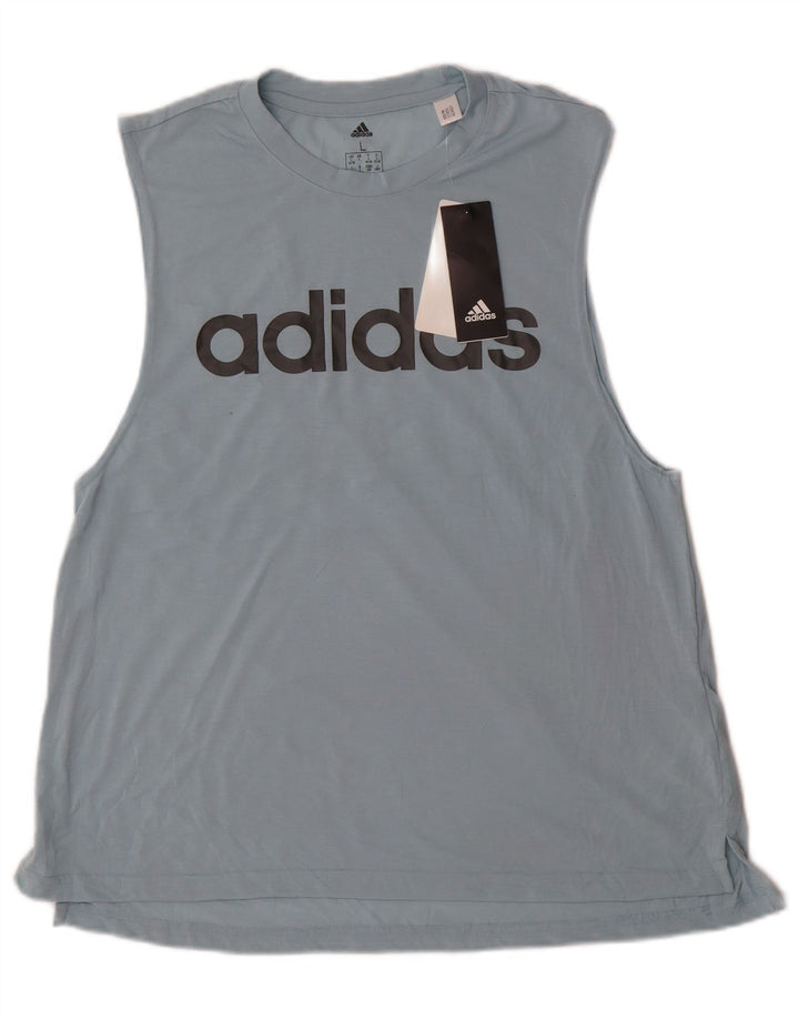 Adidas Womens Graphic Vest Top UK 16/18 Large Blue Polyester Sports