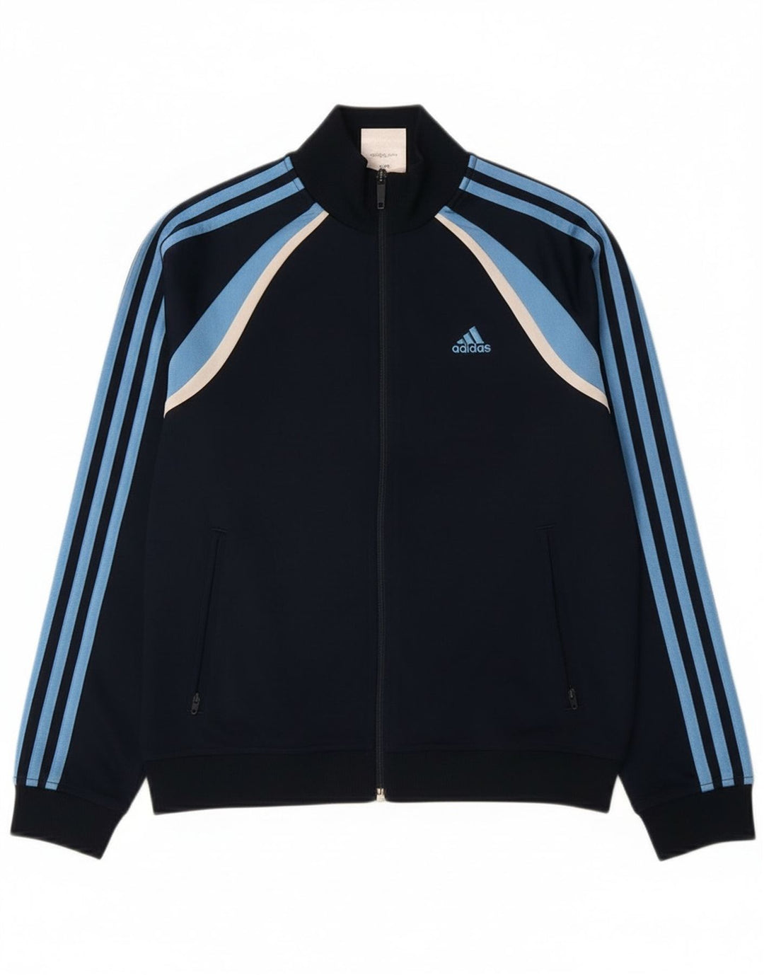 Adidas Boys Tracksuit Top Jacket 11-12 Years Navy Blue Colourblock