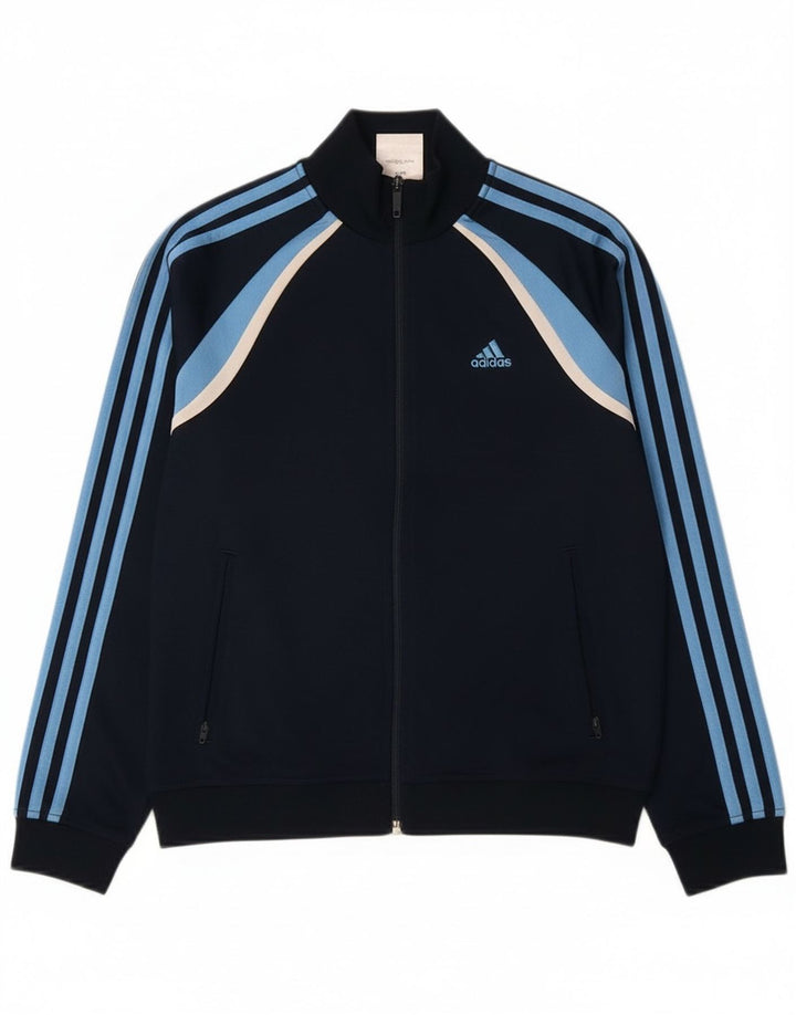 Adidas Boys Tracksuit Top Jacket 11-12 Years Navy Blue Colourblock