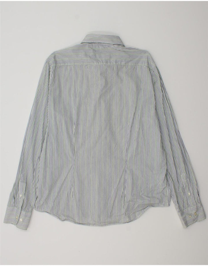 FRED PERRY Mens Slim Fit Shirt 2XL Blue Pinstripe Cotton