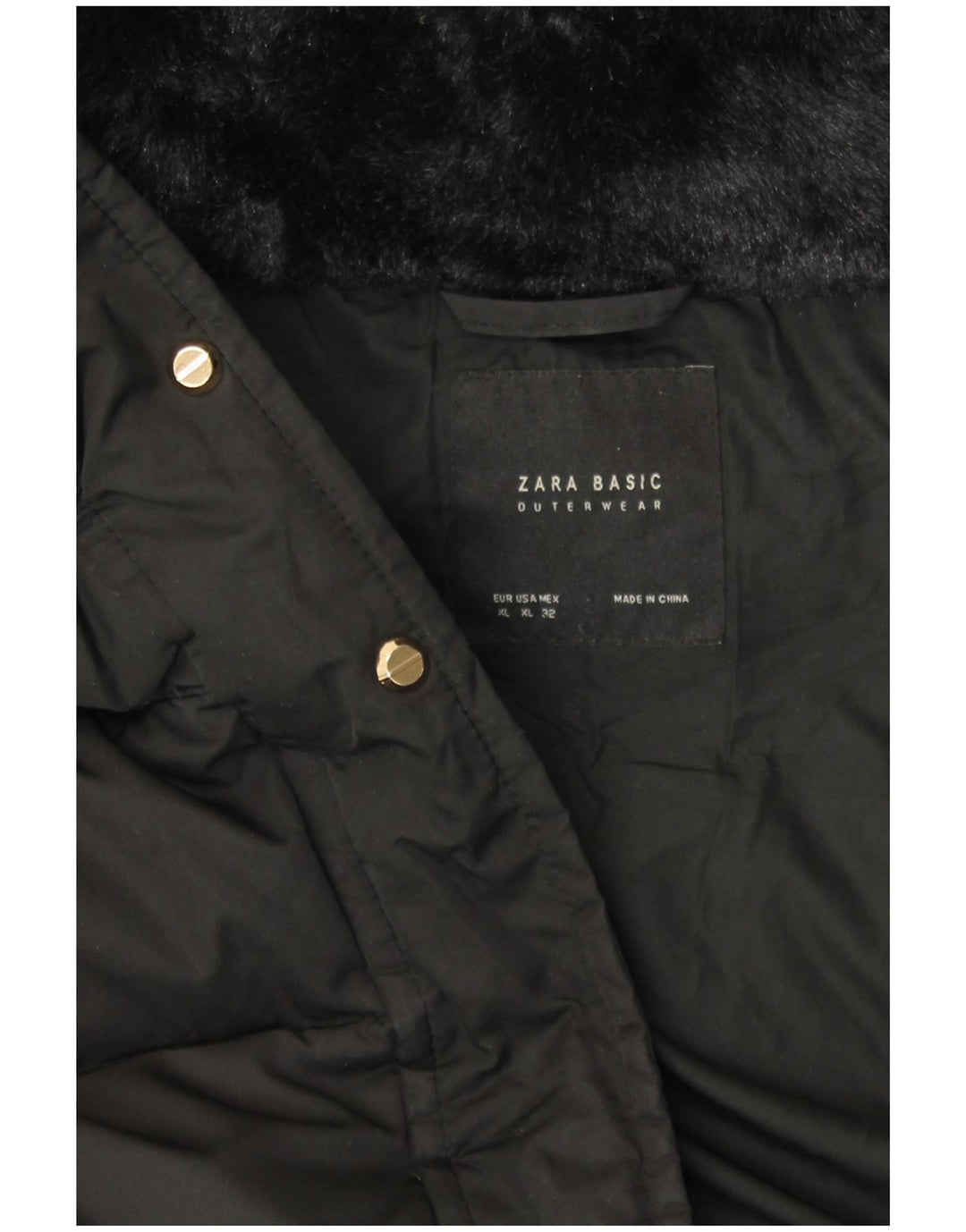 ZARA Womens Hooded Padded Coat UK 18 XL Black