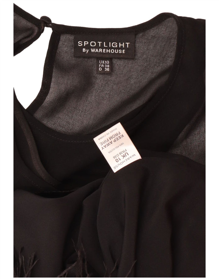 Warehouse Womens Sleeveless Charleston Dress UK 10 Small Black Polyester