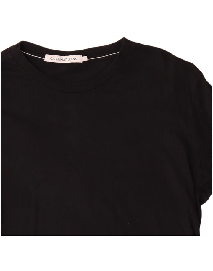 Calvin Klein Jeans Mens Graphic Top Long Sleeve Large Black Cotton