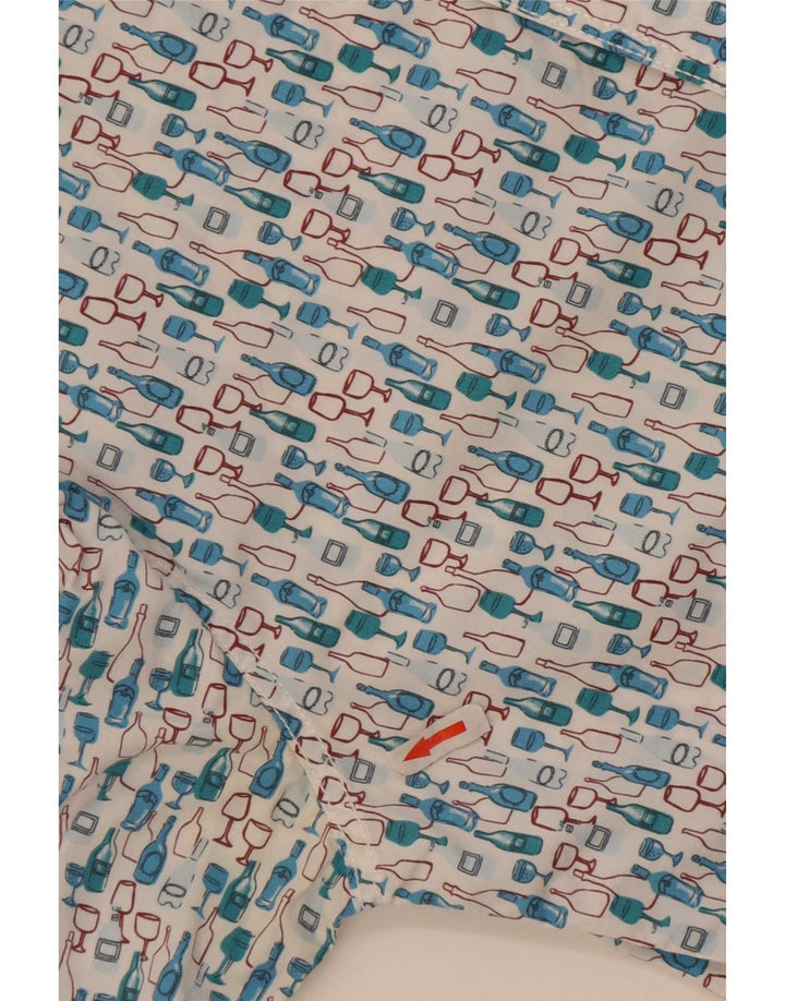 White Stuff Mens Slim Fit Abstract Pattern Shirt Small Blue Cotton