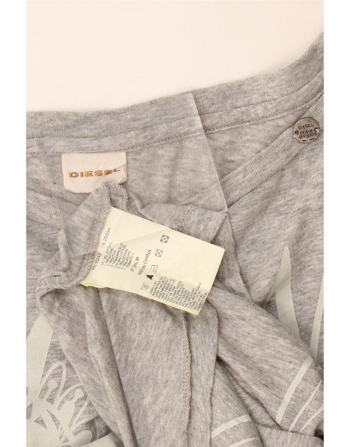 Diesel Womens Oversized Graphic T-Shirt Top UK 14 Medium Grey Cotton