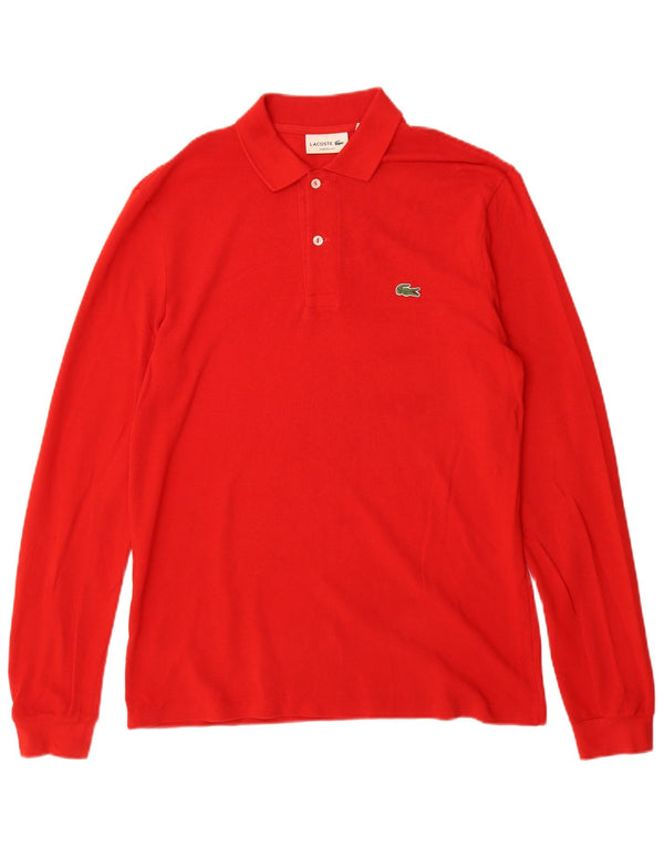 Lacoste Mens Classic Fit Long Sleeve Polo Shirt Size 3 Small Red Cotton