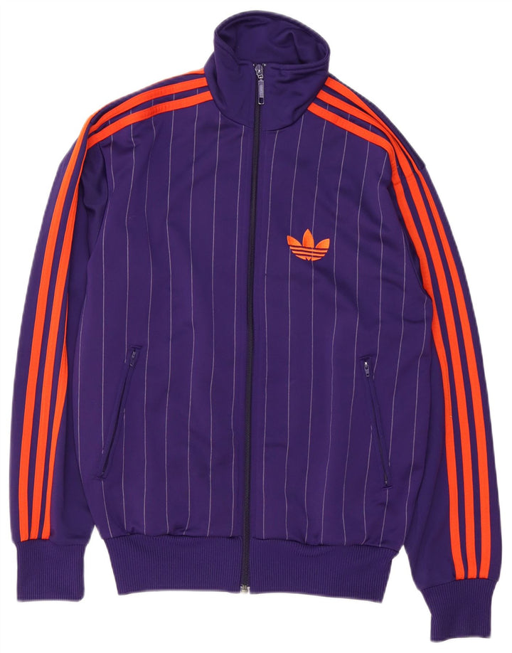Adidas Mens Tracksuit Top Jacket XS Purple Striped Polyester