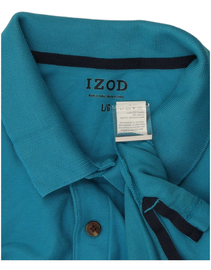IZOD Mens Polo Shirt Large Blue Cotton