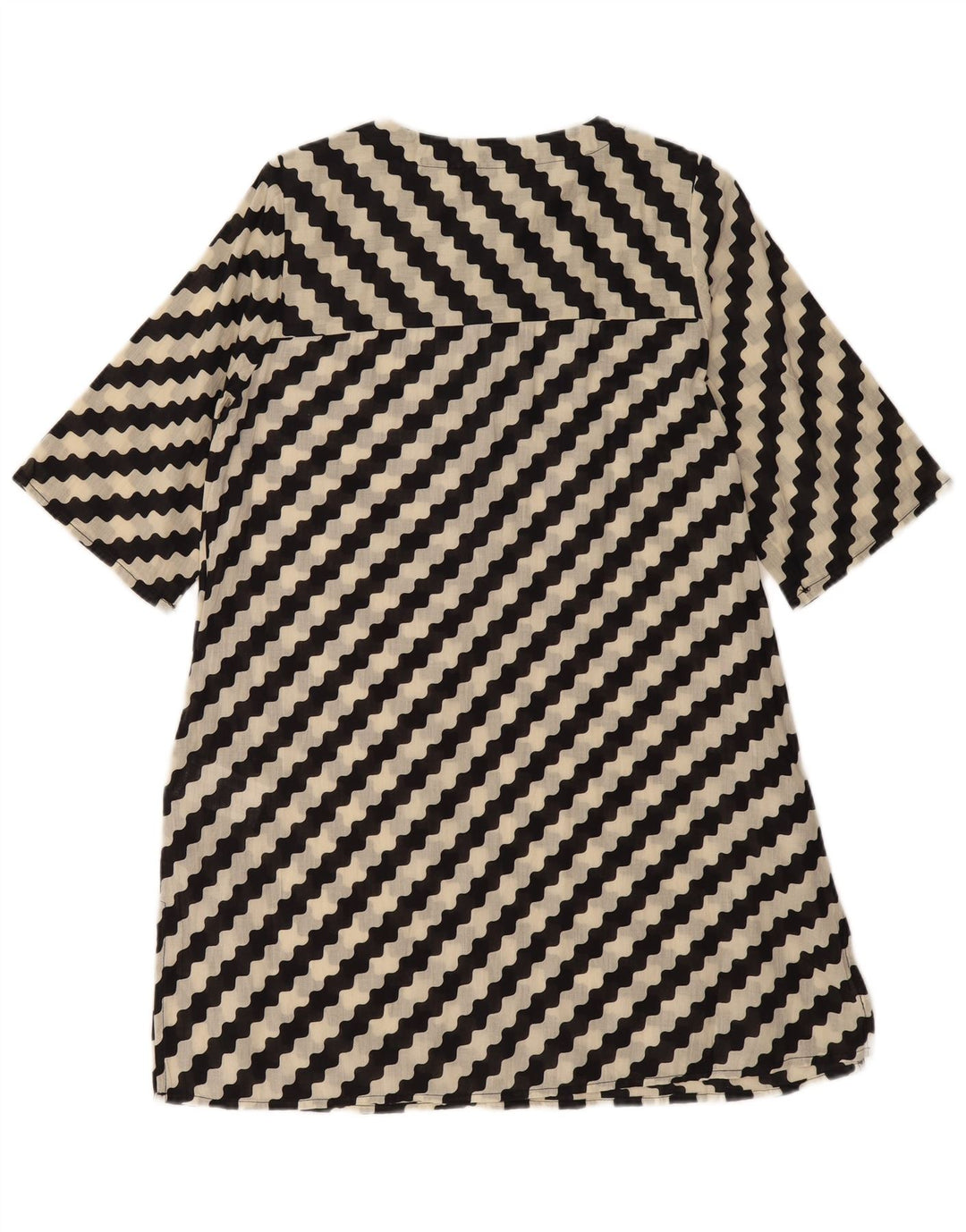 COMPANIA FANTASTICA Womens A-Line Dress UK 14 Medium Black Striped Cotton