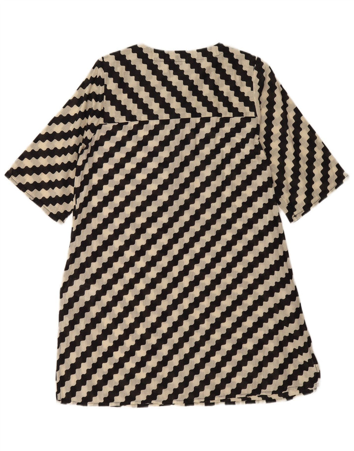 COMPANIA FANTASTICA Womens A-Line Dress UK 14 Medium Black Striped Cotton