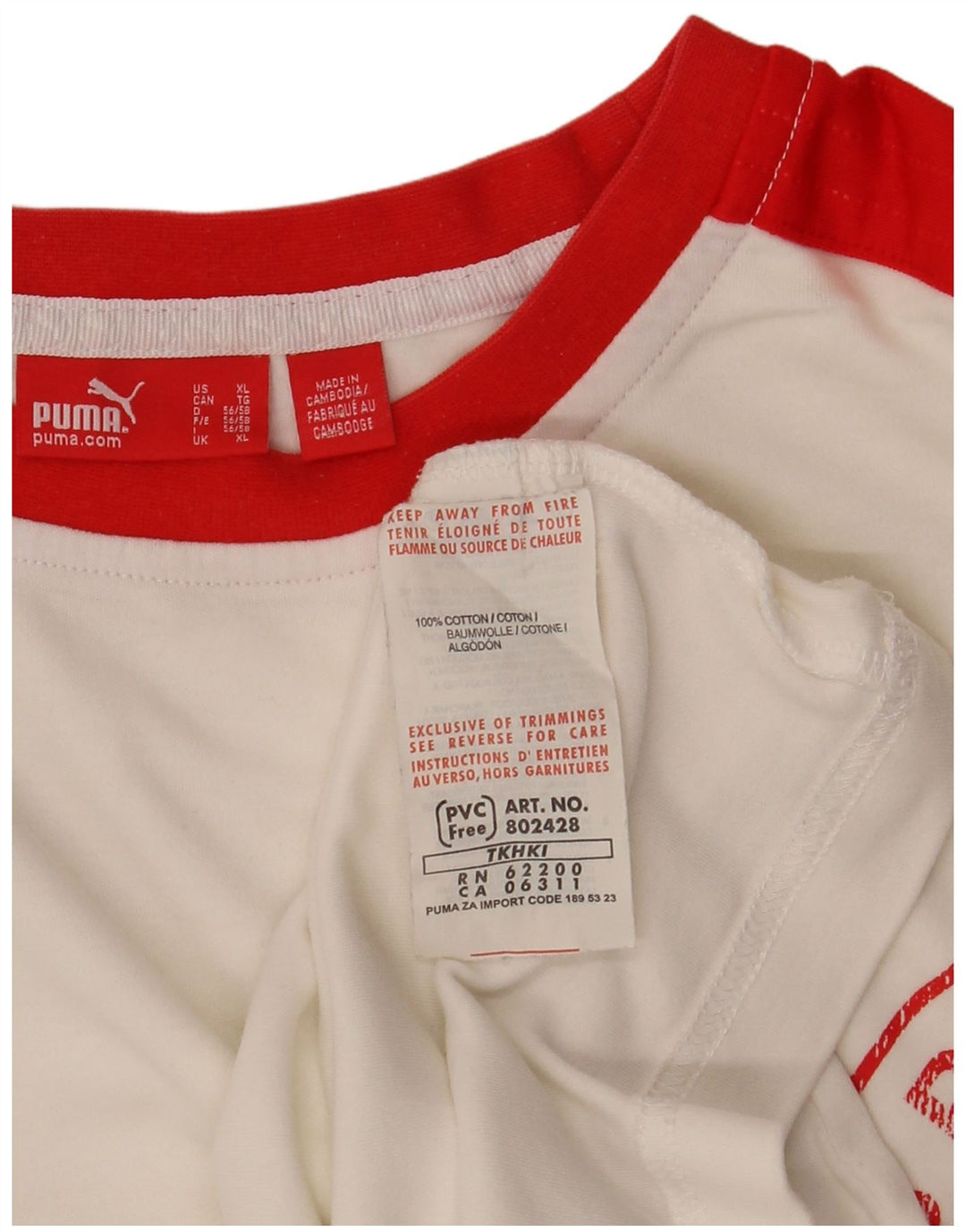 PUMA Mens Graphic T-Shirt Top XL White Colourblock Cotton