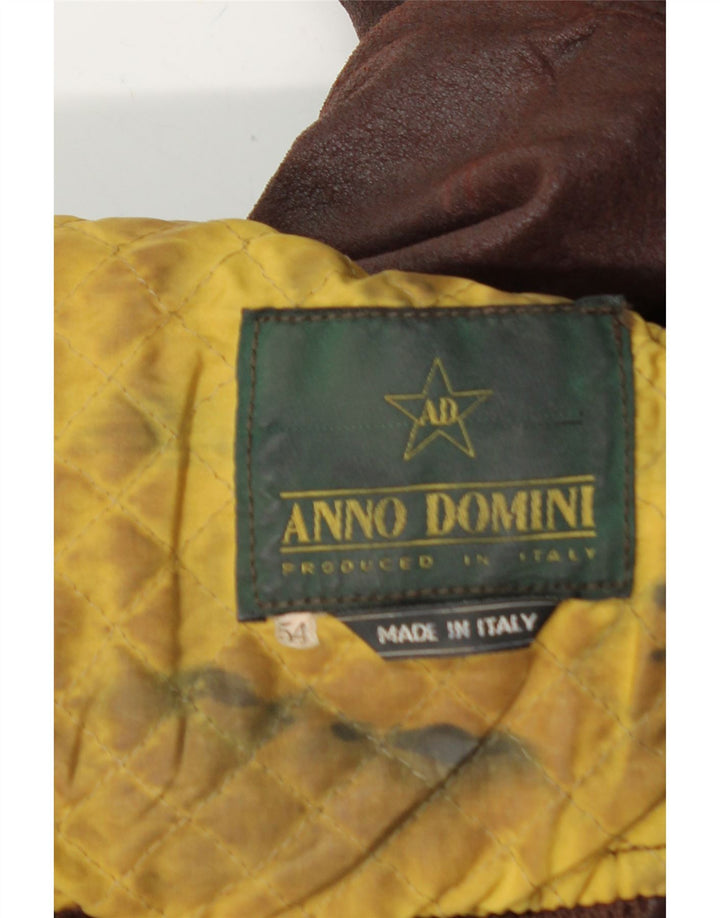 ANNO DOMINI Mens Leather Jacket IT 54 2XL Brown