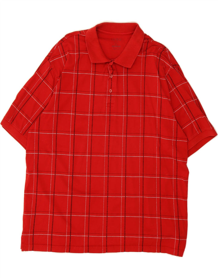 IZOD Mens Golf Polo Shirt XL Red Check Cotton Vintage Izod and Second-Hand Izod from Messina Hembry 