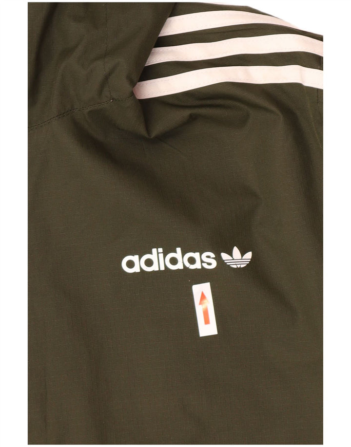 Adidas Mens Hooded Bomber Reversible Jacket UK 36 Small Khaki Polyester