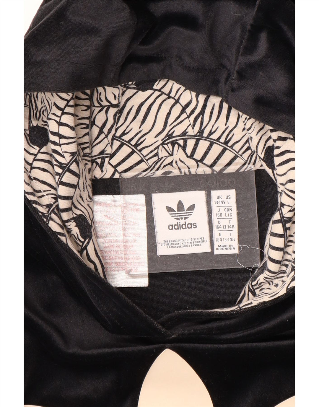 ADIDAS Girls Graphic Velour Hoodie Jumper 13-14 Years Black