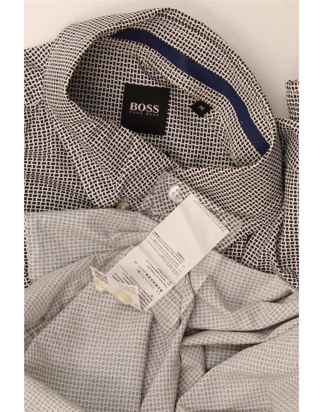 Hugo Boss Mens Regular Fit Shirt Medium Black Geometric Cotton