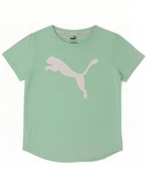 Puma Womens Graphic T-Shirt Top UK 10 Small Green Polyester
