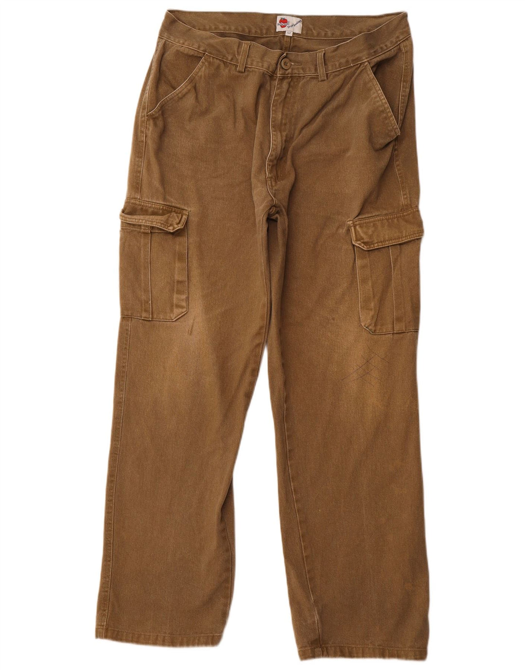 VINTAGE Mens Straight Cargo Trousers EU 52 XL W36 L30 Khaki Cotton