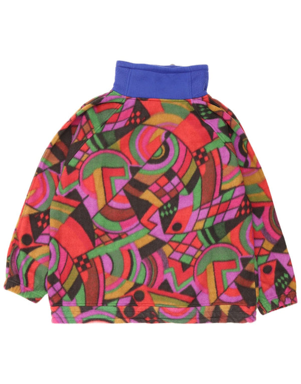 Vintage Mens Loose Fit Fleece Jumper Small Multicoloured Geometric