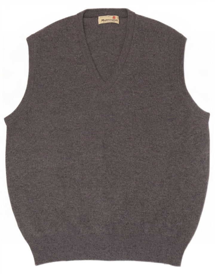 Munrospun Mens Vest Tank Top EU 52 Large Grey Wool