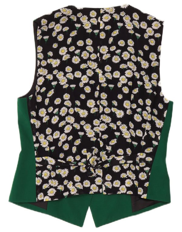 ESCADA Womens Waistcoat EU 40 Medium Green Floral New Wool