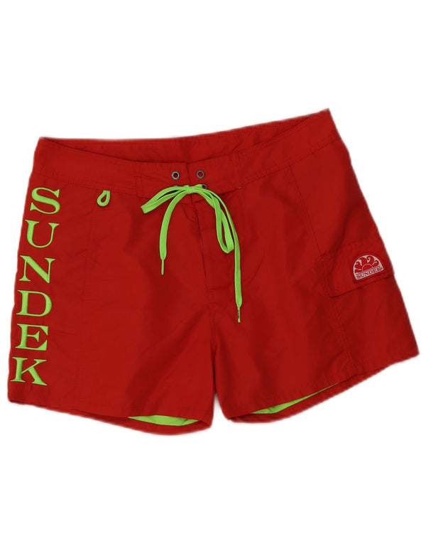 Sundek Mens Graphic Swimming Shorts Medium Red Nylon