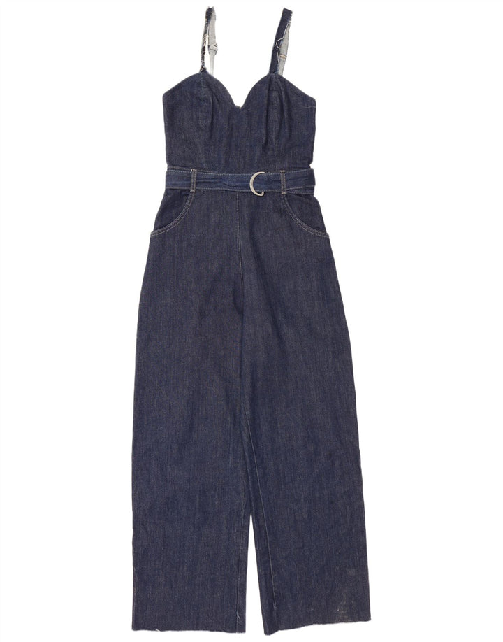 Zara Womens Denim Jumpsuit UK 8 Small  Navy Blue Cotton