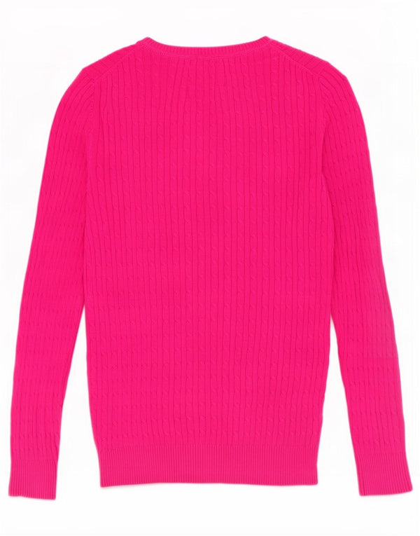 Crew Clothing Womens V-Neck Jumper Sweater UK 12 Medium Pink Cotton