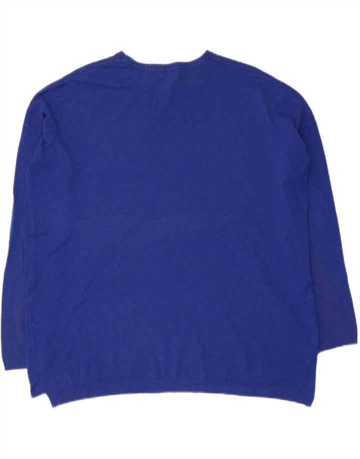 Zara Womens Oversized Crew Neck Jumper Sweater UK 10 Small Blue