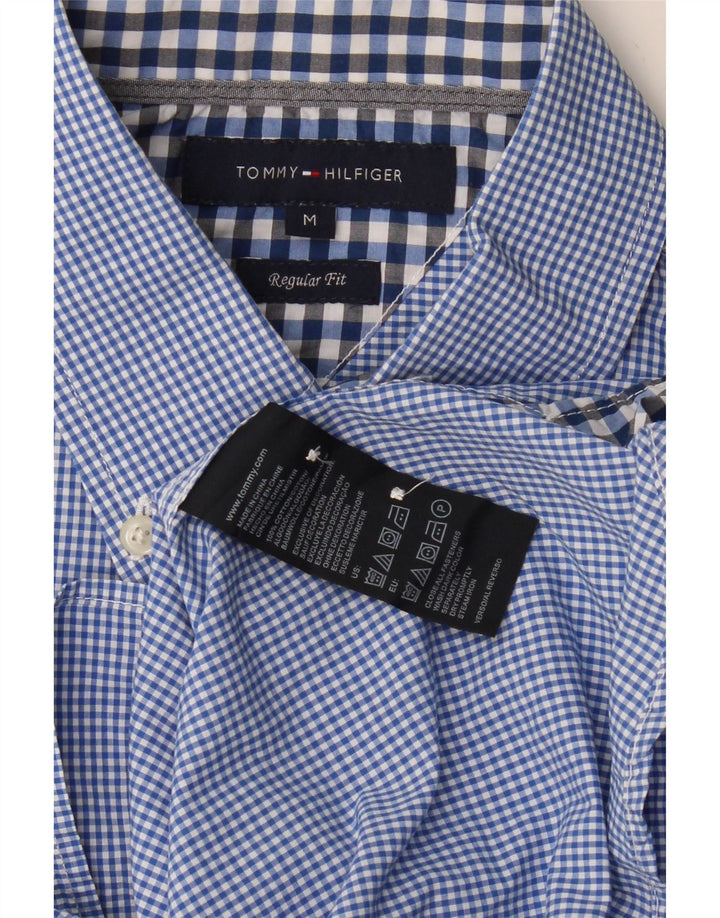 TOMMY HILFIGER Mens Regular Fit Short Sleeve Shirt Medium Blue Gingham