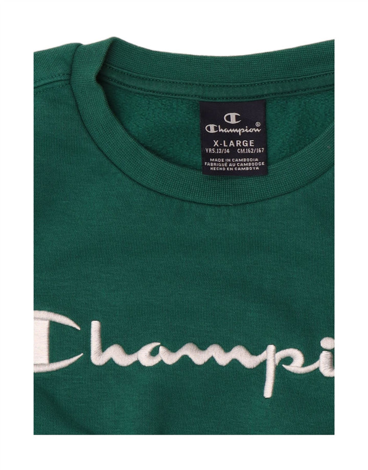Champion Boys Graphic Sweatshirt Jumper 13-14 Years XL Green