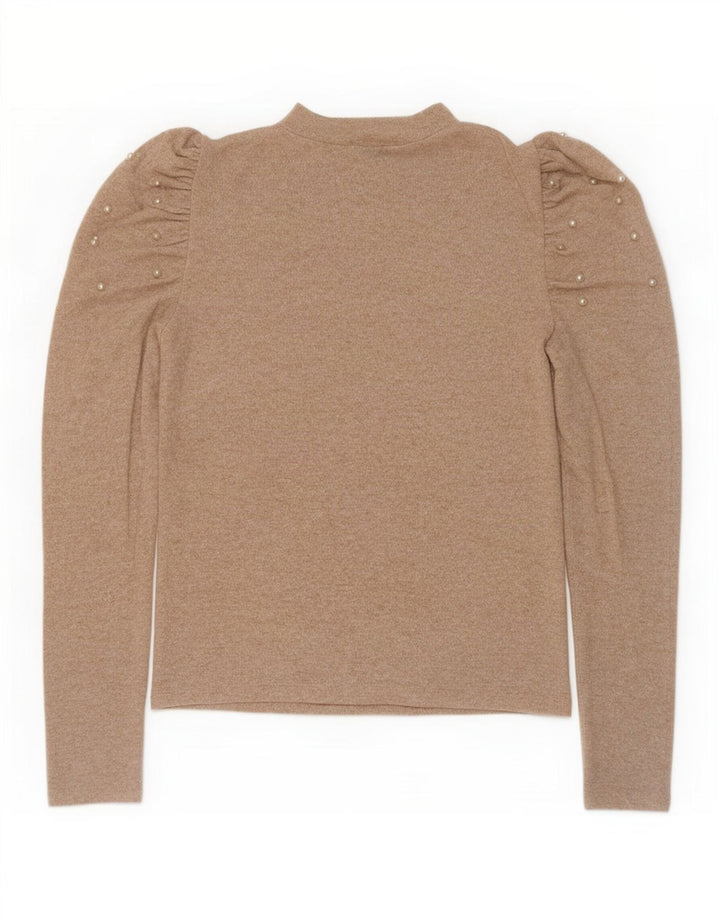Zara Womens Long Sleeve Blouse Top UK 12 Medium Beige